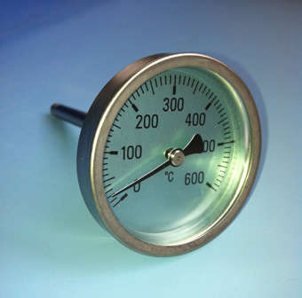 Backofen Thermometer 600° C E-Fühler 10cm, Anz. 63mm - zum Schließen ins Bild klicken