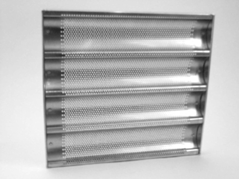 Baguetteblech, 3 Längsmulden, 3 mm Lochung, L/B 60x40 cm Bild zum Schließen anclicken
