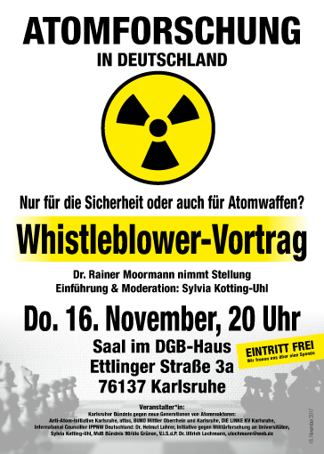 Atomforschung: Whistleblower Dr. Rainer Moormann Bild zum Schließen anclicken