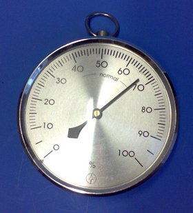 Haarsynthetik Hygrometer, Farbe Silber, D=100mm Bild zum Schließen anclicken